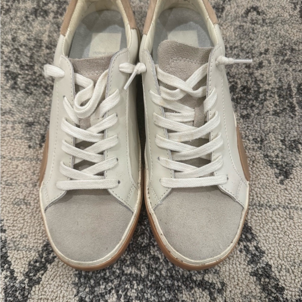 Dolce Vita Zina Sneaker in tan and white leather